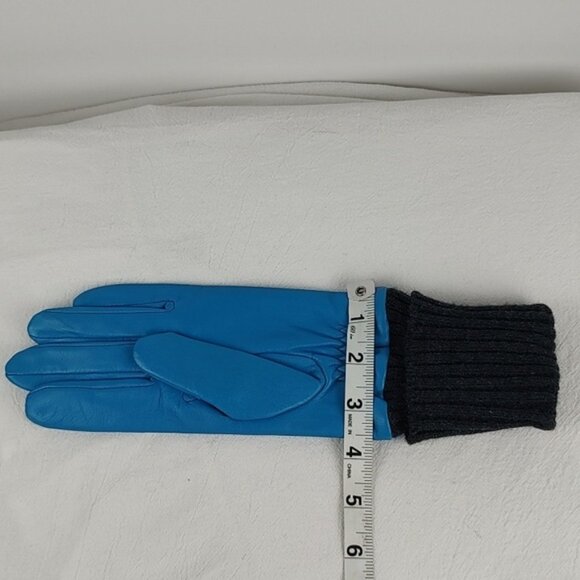 Vintage Suede Mod Retro Fun BLUE Lined Gloves Size Medium - Picture 13 of 14